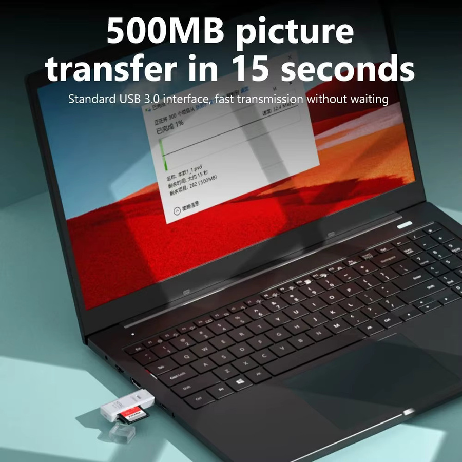 2-in-1 USB 3.0 Kartenleser für Micro TF und SD Karten in Weiß für PC, Laptop und MacBook - Bild 5