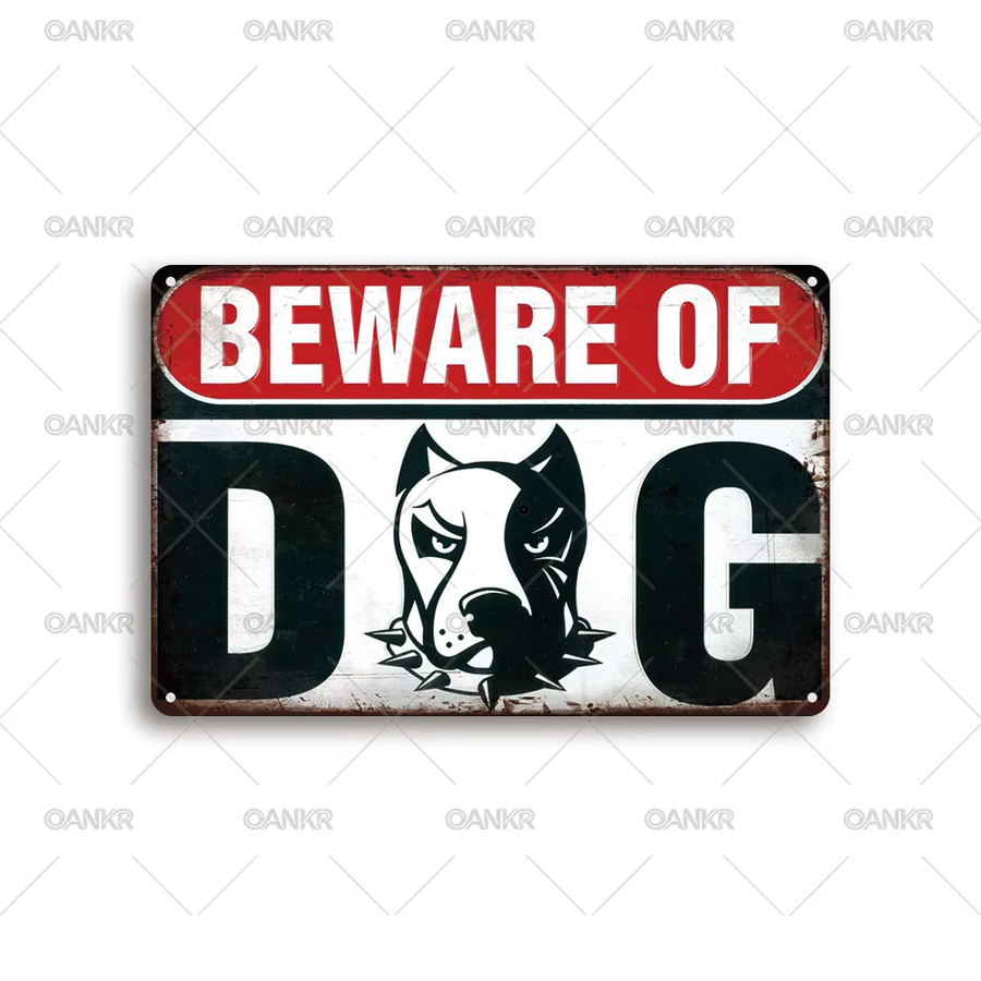 OANKR Metallschild Vorsicht vor dem Hund Vintage Warnschild für Garten und Zaun B: 20,0 cm, H: 30,0 cm - Bild 4