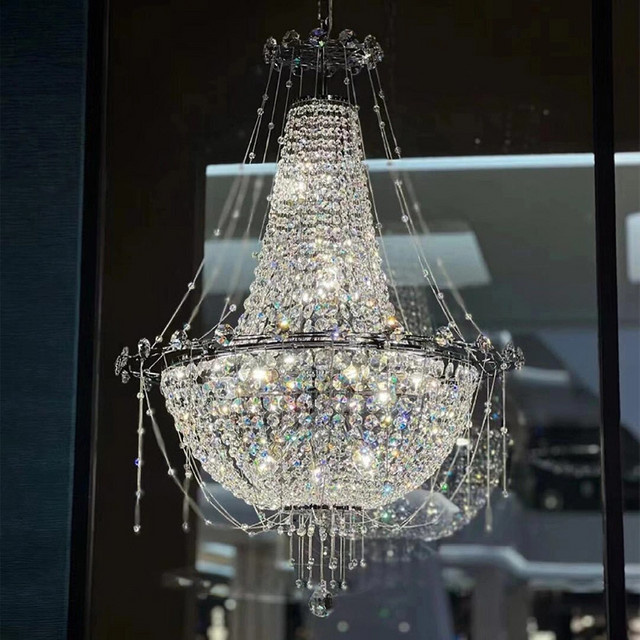 SaloEElaitte Kristall Kronleuchter Modern in Chrom und Transparent mit E14 Fassung für dein Wohnzimmer - Bild 1