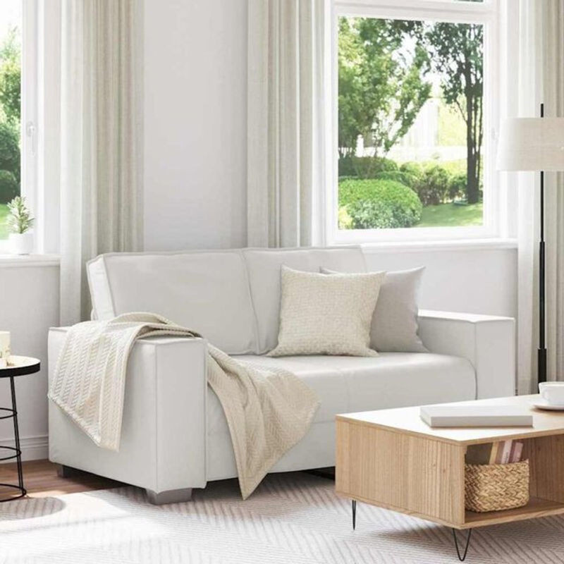 Modernes vidaxl Loveseat Sofa 2-Sitzer aus Kunstleder und Metall in Weiß, Breite: 160 cm - Bild 1