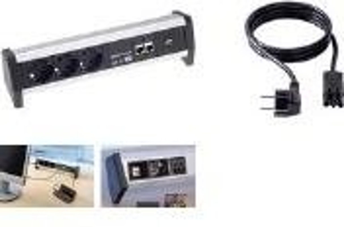 Bachmann DESK Steckdosenleiste in Schwarz mit USB-A und Ethernet/LAN Anschlüssen - Bild 2