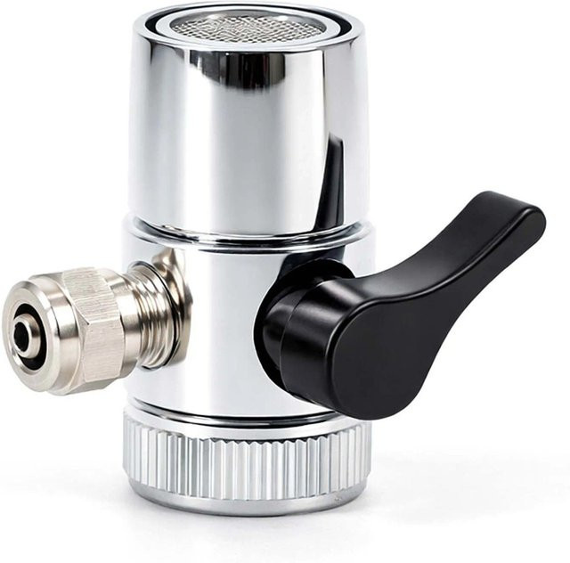 Naturewater Zweiwegehahn Wasserhahn Adapter für Auftischfilter in Chrom/Silber - Bild 1