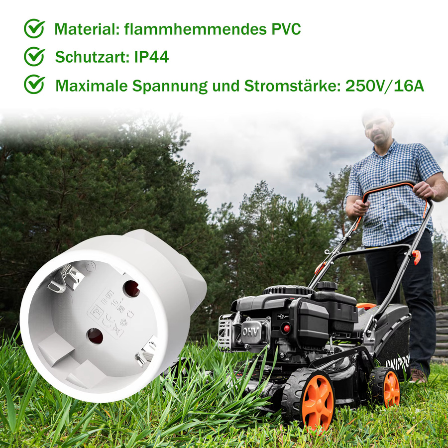 HITRENDS 3er Set EU Ersatz Weibliche AC Steckdose für Power Verlängerungskabel, Weiß, 250V 16A - Bild 2