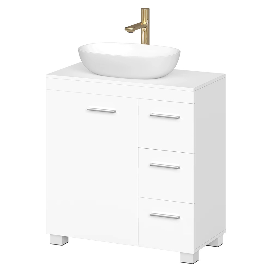 VASAGLE Waschbeckenunterschrank für das Badezimmer in Weiß, modern mit 3 Schubladen und Schranktüren - Bild 2
