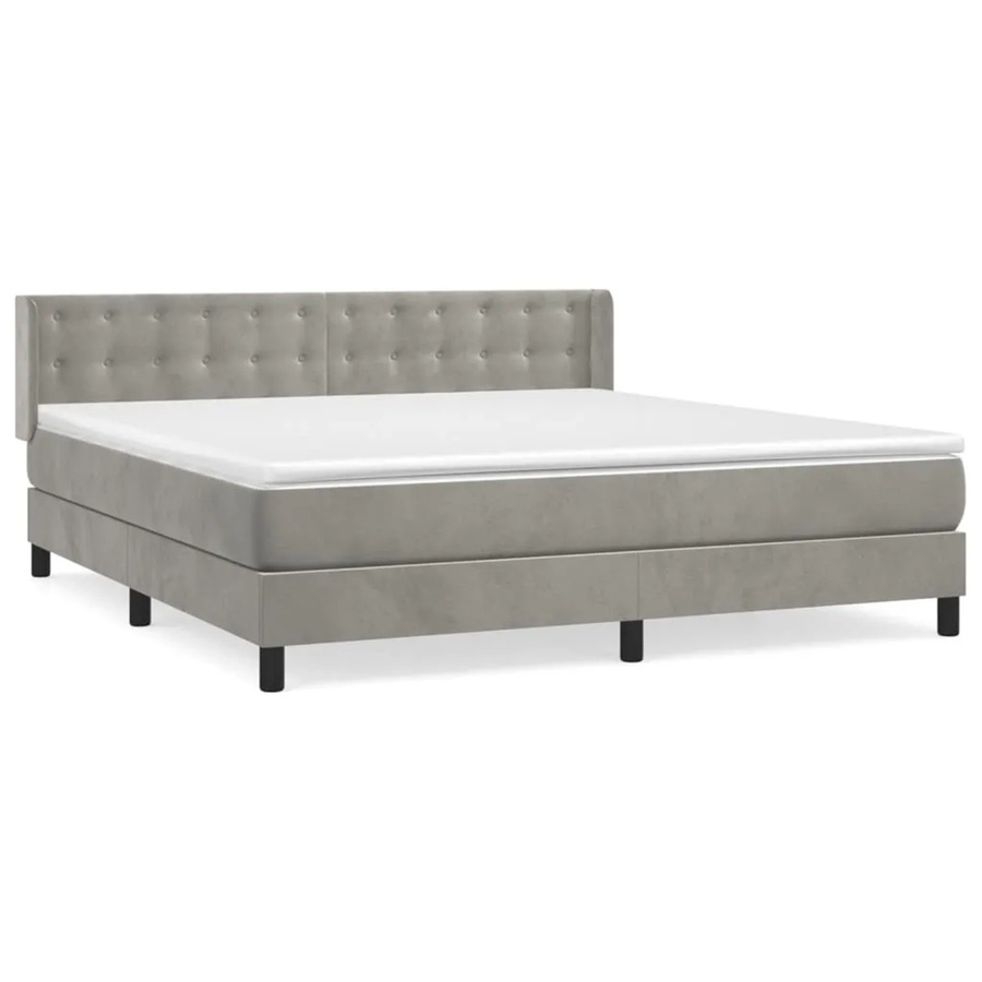 vidaXL Boxspringbett mit Matratze Hybrid-Design aus Samt in Hellgrau, B/T/H: 160 x 200 x 163 cm - Bild 2