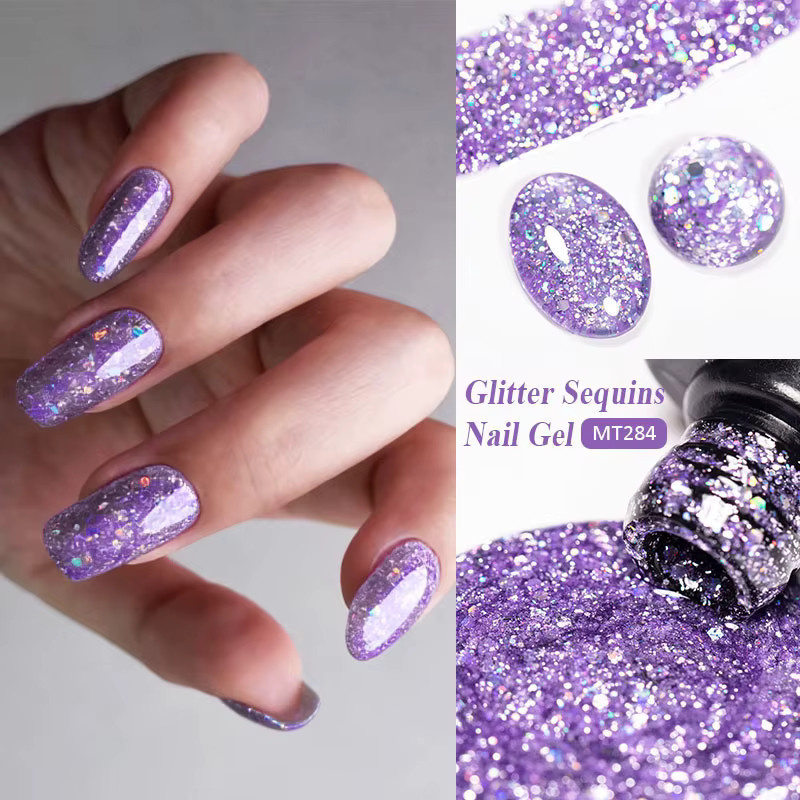 Mtssii Gel Nagellack, Rosa Lila, Glitter Pailletten, 7 ml - Bild 2