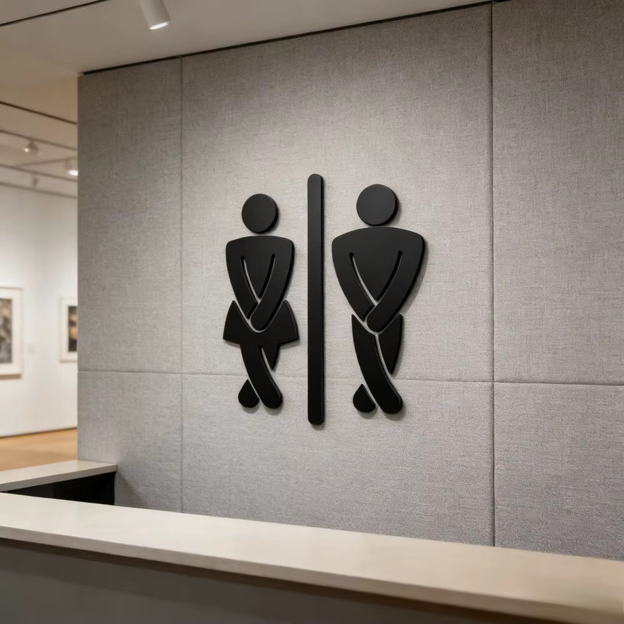 CIFBUY Wandkunst Männlich Weiblich Schild aus Acryl in Schwarz, Selbstklebend, Modernes 3D Design für Badezimmer und Salon, B/H: 15 x 15 cm - Bild 3