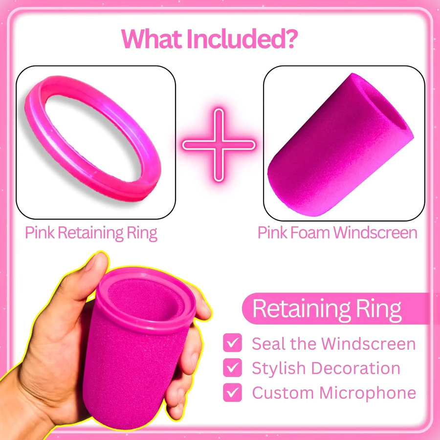 Shure SM7B Zubehör Schaumstoffabdeckungen mit Halterungsring und Pop-Filter RK345 in Pink, Rot und Lila - Bild 2