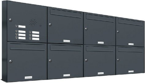 AL Briefkasten für 7 Parteien, Aufputzmontage, grau, B/H/T: 153,299 x 68,4 x 11,6 cm - Bild 1