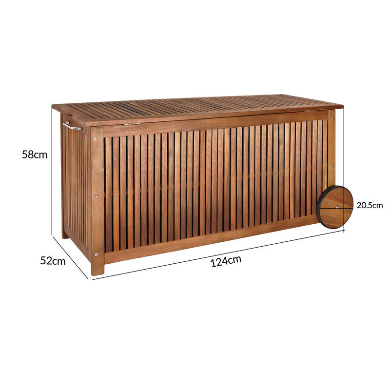 CASARIA Gartenbox aus Akazienholz in Braun mit Innenplane, 350L, B/T/H: 124 x 52 x 58 cm, wetterfest - Bild 3