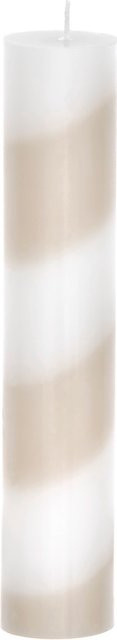 Rico Design Stabkerze diagonal gestreift in Beige/Weiß aus Paraffin - Bild 1