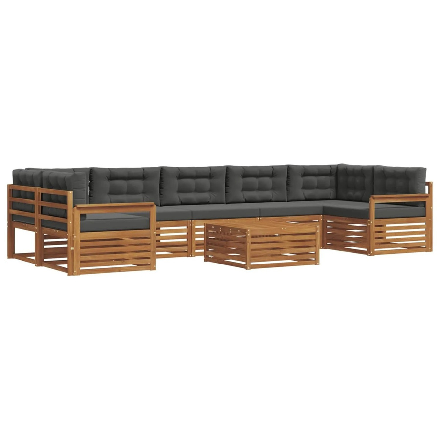 vidaXL Outdoor-Sofagarnitur 8-teilig aus massivem Akazienholz mit Kissen in Anthrazit und Natur - Bild 2