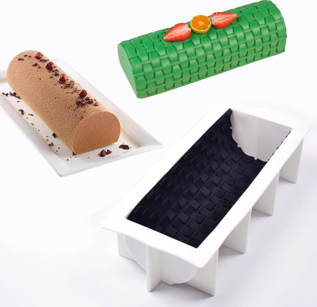 Silikon Teigrolle mit gewebter Textur in Schwarz für Fondant und Mousse zur Kuchendekoration - Bild 1