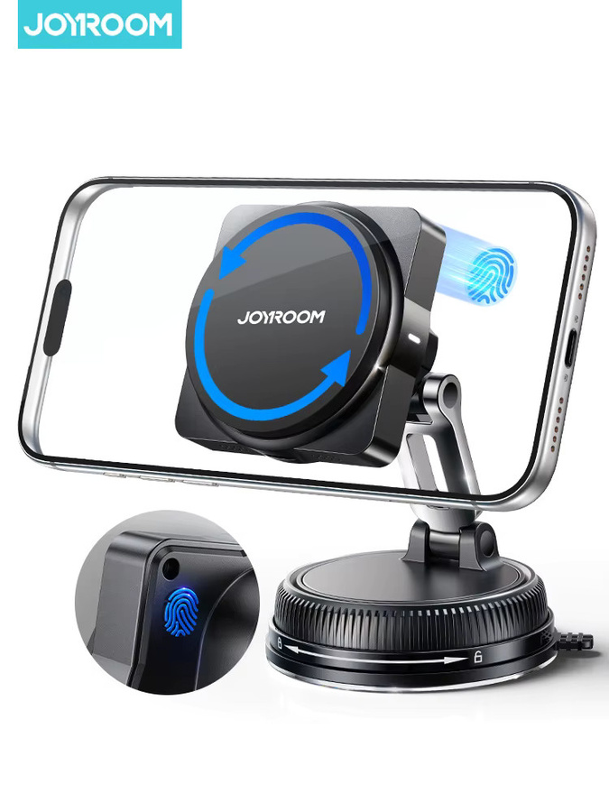 Joyroom Magnetische 15W Wireless Auto-Ladestation und Handyhalterung in Schwarz mit 360 Grad Drehung für iPhone und iOS-Geräte - Bild 7