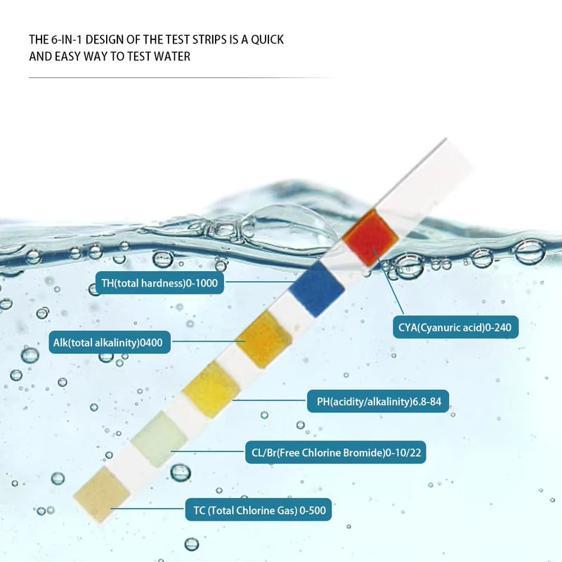 Alloet 6-in-1 Wasser Test pH-Streifen für Pool und Spa zur Messung von Chlor, Alkalität und Härte, 50 Stück - Bild 2
