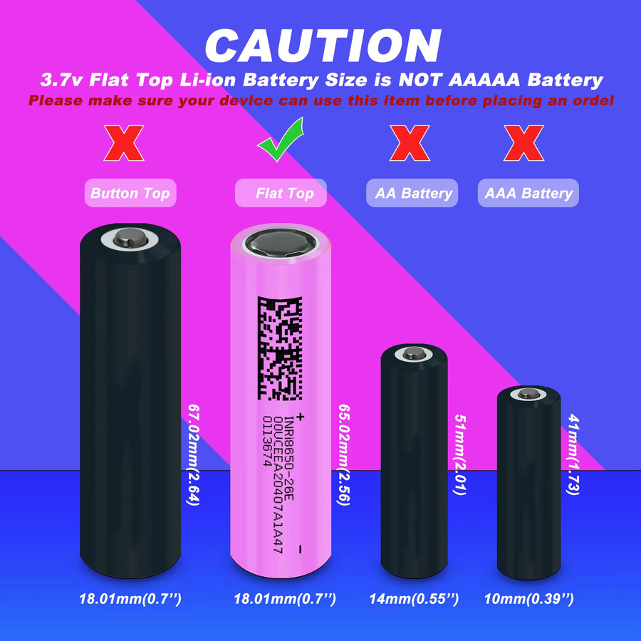 FANHANG 18650 Lithium-Ionen-Akku mit 2600 mAh und 3,7 V für Powerbanks und Taschenlampen - Bild 2