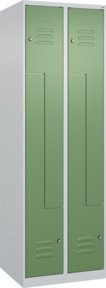C+P Z-Spind Classic PLUS Spind mit 4 Fächern, Farbe Grau/Grün, H x B x T: 185 x 60 x 50 cm, mit Zylinderschloss und Kleiderstange - Bild 1