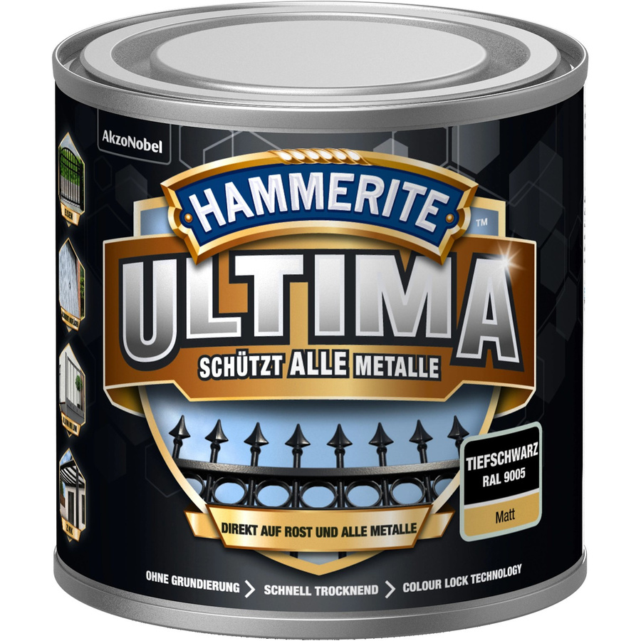 Hammerite Ultima Premium Metall-Schutzlack matt Tiefschwarz 250 ml - Bild 2