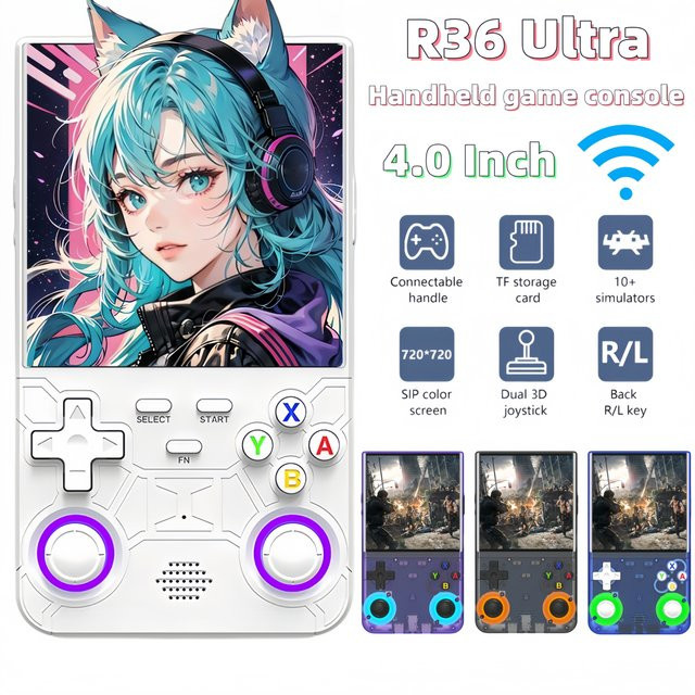 ZUIDID R36S R36 Ultra Handheld Retro-Videospielkonsole mit IPS-Bildschirm und 128GB Speicher in Gelb oder Weiß - Bild 1