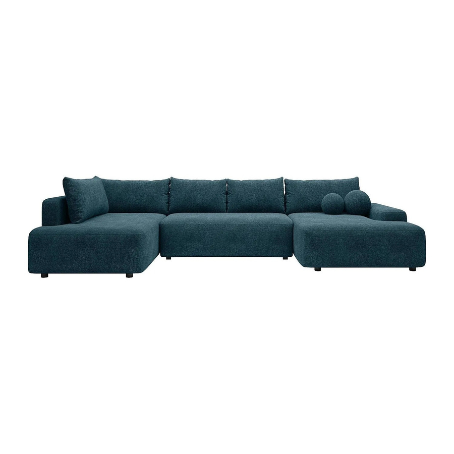 Vente-unique Schlafsofa Daviso in Blau mit L-Form und Ausziehfunktion - Bild 2