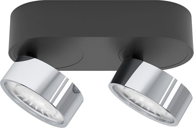 LUX-IT Swing 95 Round LED-Deckenstrahler 2-flammig, Schwarz und Chrom, dimmbar, Warmweiß 3000K - Bild 1