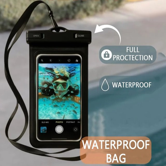 Wasserdichte Schwimmtasche mit Airbag-Funktion als Schutzhülle für iPhone, Samsung und Xiaomi in Schwarz - Bild 1