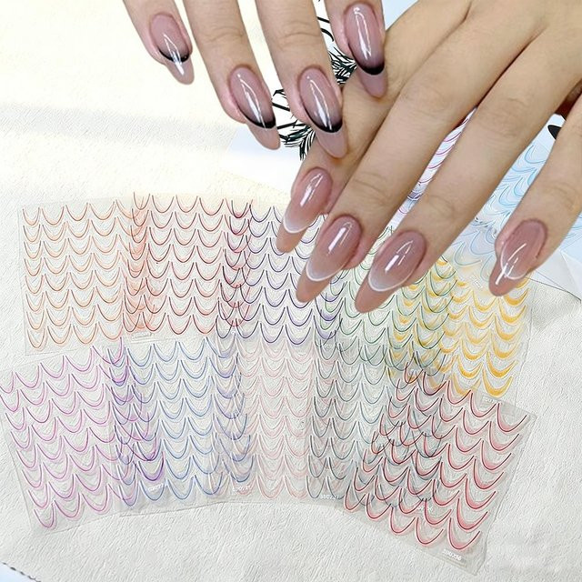 MAFANAILS Nagelkunst-Sticker, bunte Neon-Wellenstreifen, Glänzend - Bild 1