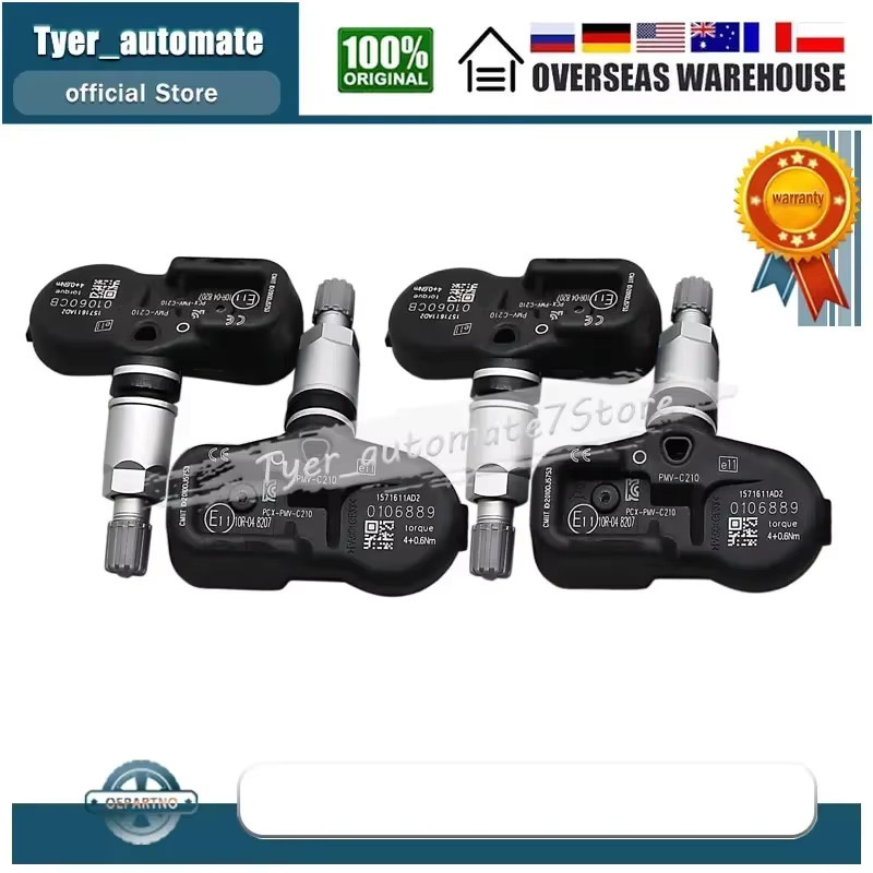GANGLE 4er-Set Reifendruckkontrollsystem TPMS Sensoren für Toyota RAV4 IV 2013-2018, 433MHz, PMV-C210, Schwarz - Bild 2