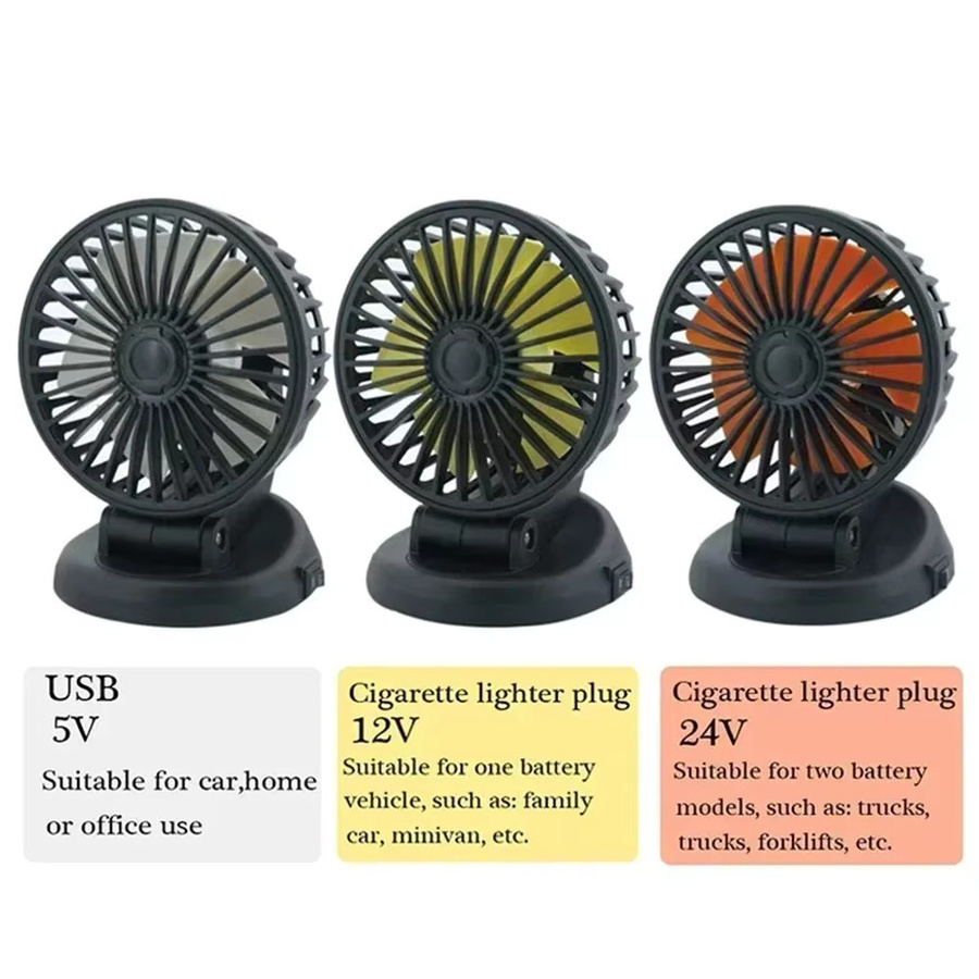 EAFC USB-Mini-Autoventilator mit Doppelkopf und 360 Grad Einstellung, tragbarer Luftkühlungsventilator für 5V 12V 24V Fahrzeuge - Bild 2