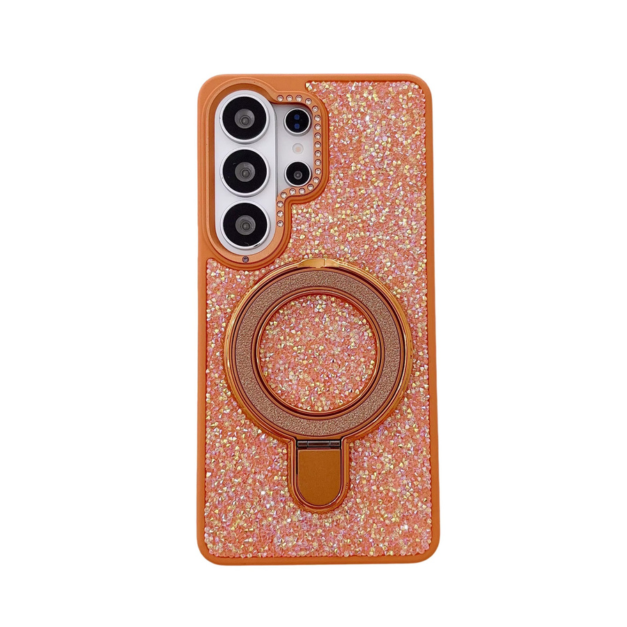 Funkelnde Strass-Handyhülle mit Magnetverschluss für Samsung Galaxy S25 Ultra und S26 Ultra in Schwarz oder Orange - Bild 2