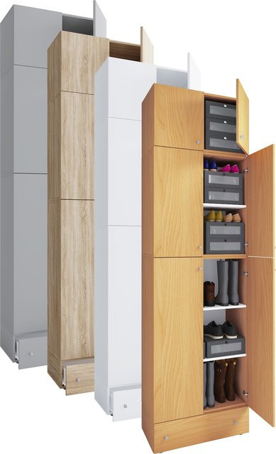 VCM Schuhschrank Lona Allzweckschrank aus Holz in Eiche Sonoma Nachbildung und Weiss, H x B x T: 240 x 70 x 39 cm - Bild 1