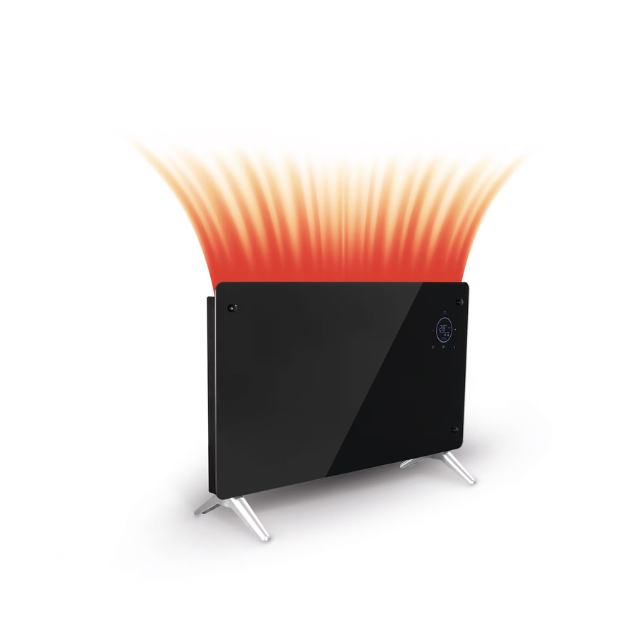 EASYmaxx Heizkonvektor Glaspanel in Schwarz mit 2000W Leistung, Thermostat, Timer und Fernbedienung, wandmontierbar oder freistehend - Bild 4
