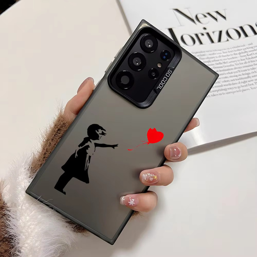 Silberne Silikon Schutzhülle im Banksy Kunst Design für Samsung Galaxy S25 S24 S23 S22 S21 S20 Ultra - Bild 3
