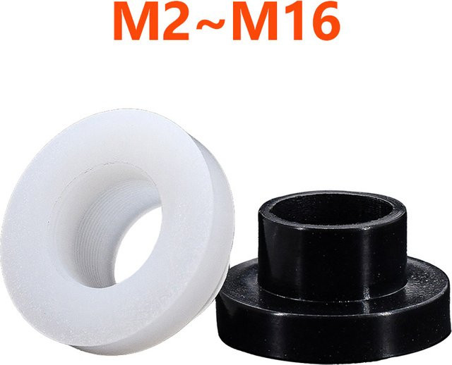 T-förmige Nylon-Unterlegscheiben und Kunststoff-Abstandshalter als Isolierpads und Stufendichtungen für Schraubenhülsen in den Größen M3, M4, M6, M8, M10 und M12 - Bild 1