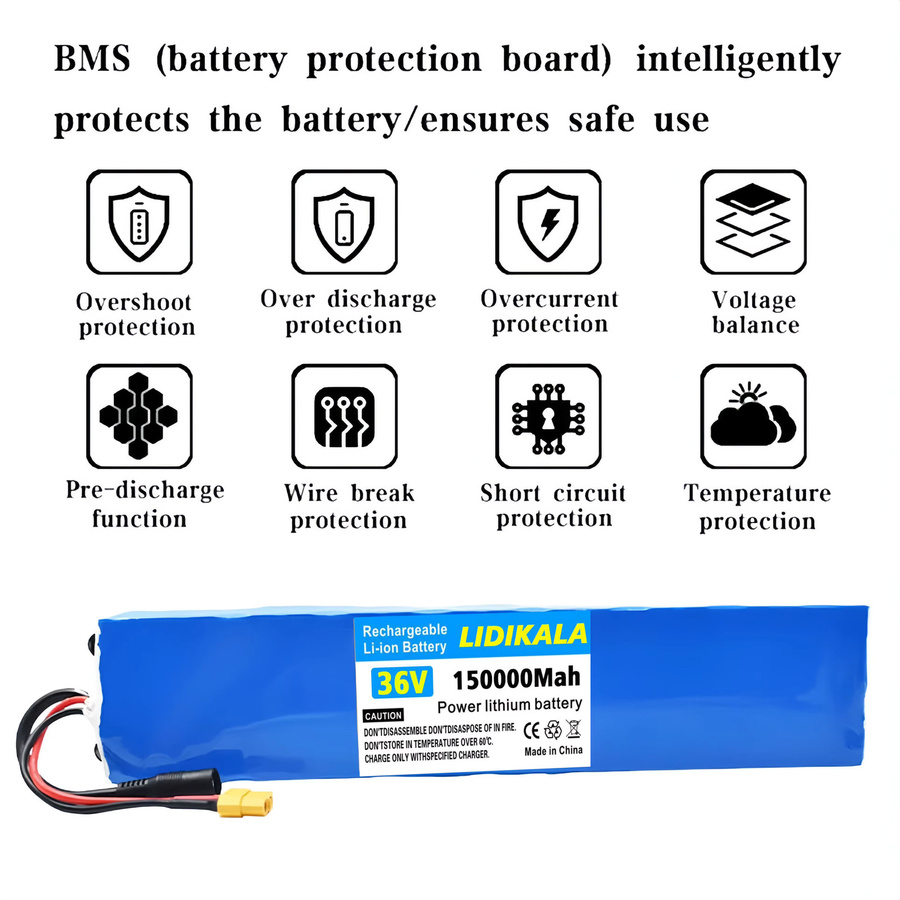 Lithium-Ionen-Akku für Elektroroller 36V 10Ah 10S2P mit 18650 Zellen in Blau - Bild 2