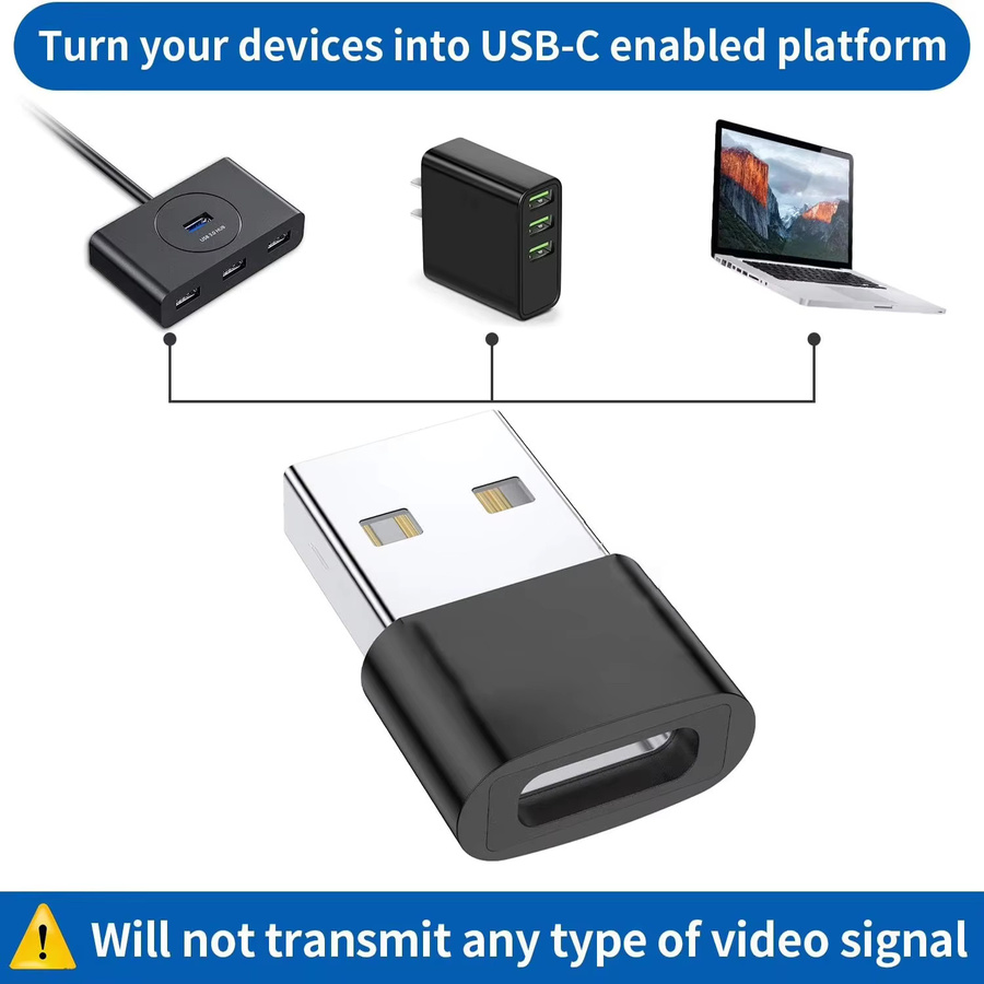 USB-C auf USB-A Adapter Set, Typ-C Konverter für Mobiltelefone, Laptops und PCs, Farbe: Schwarz - Bild 5