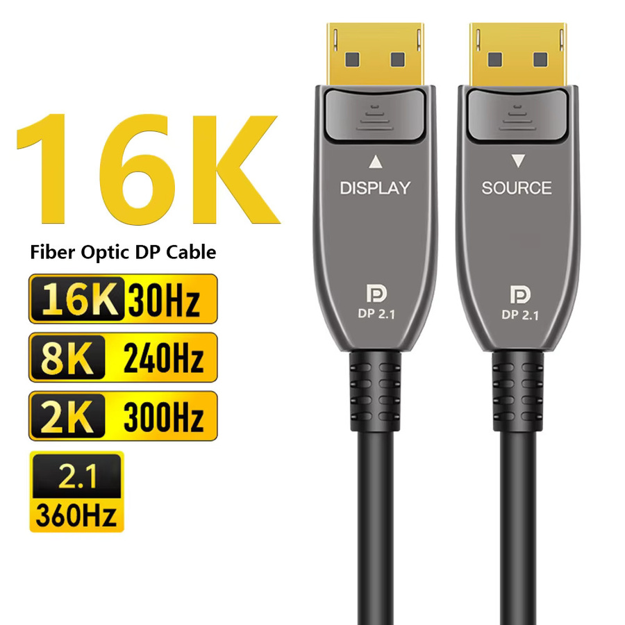 Hochgeschwindigkeits DisplayPort 2.1 Glasfaser-Kabel in Schwarz für Gaming-Monitore mit 16K@30Hz, 8K@240Hz und 52 Gbit/s Unterstützung - Bild 5