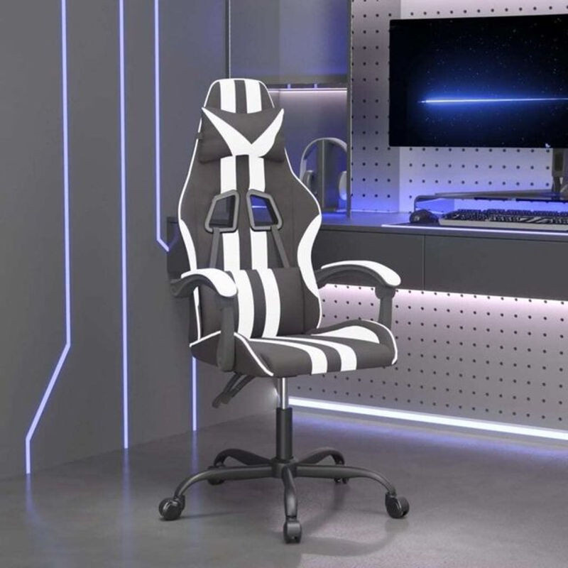 vidaxl Gamingstuhl aus Kunstleder in Schwarz/Weiß - Bild 1