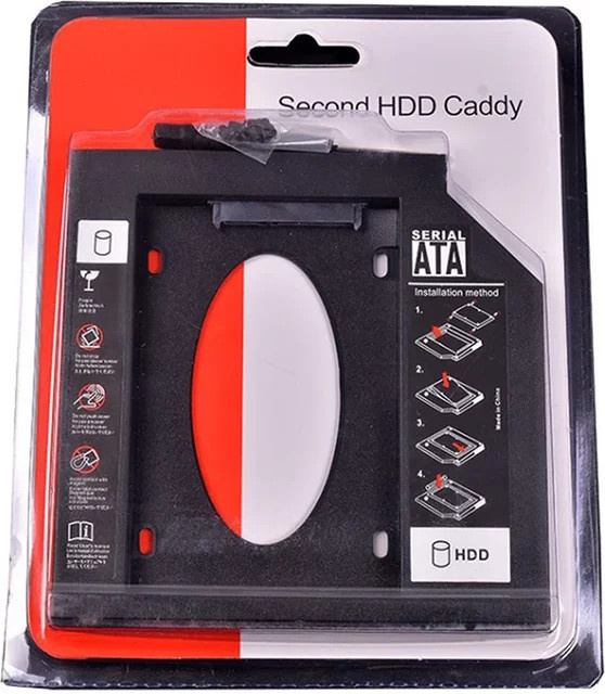DIXSG HDD Caddy SATA 12,7 mm Adapter für 3,0 Zoll SSD und Festplatten in Schwarz - Bild 1