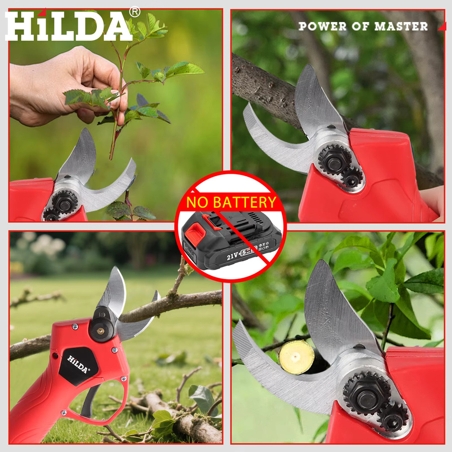 HILDA Elektrische Gartenschere in Rot mit Sicherheitsdesign als kabelloser Astschneider für Makita LXT 18V Akku - Bild 4