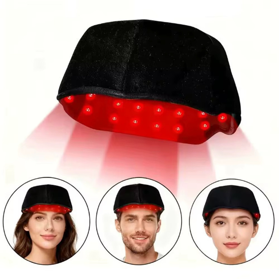 vilnason Rotlichttherapie-Hut, Nahinfrarot-LED-Behandlungskappe, Unisex, schwarz - Bild 3