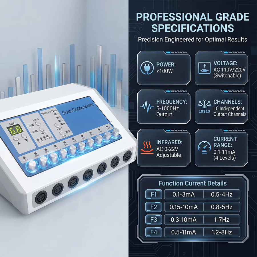 Podofo Mikrostrom-EMS-Elektromuskelstimulator Körpermassagegerät, 10 Elektrodenpads - Bild 5