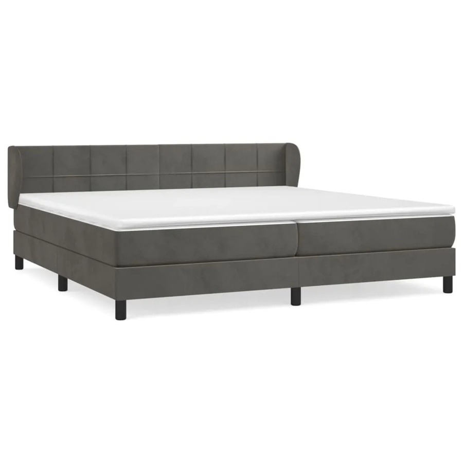 vidaXL Boxspringbett Hybrid mit Matratze und Taschenfederkern aus Samt in Dunkelgrau B/T/H: 200 x 200 x 78 cm - Bild 2
