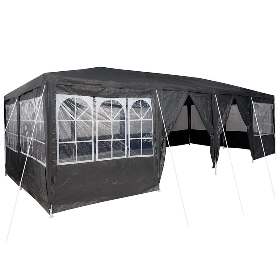 vidaXL Party-Zelt Anthrazit mit Fenster aus Polyethylen und verzinktem Stahl B/T/H: 800 x 400 x 266 cm - Bild 2
