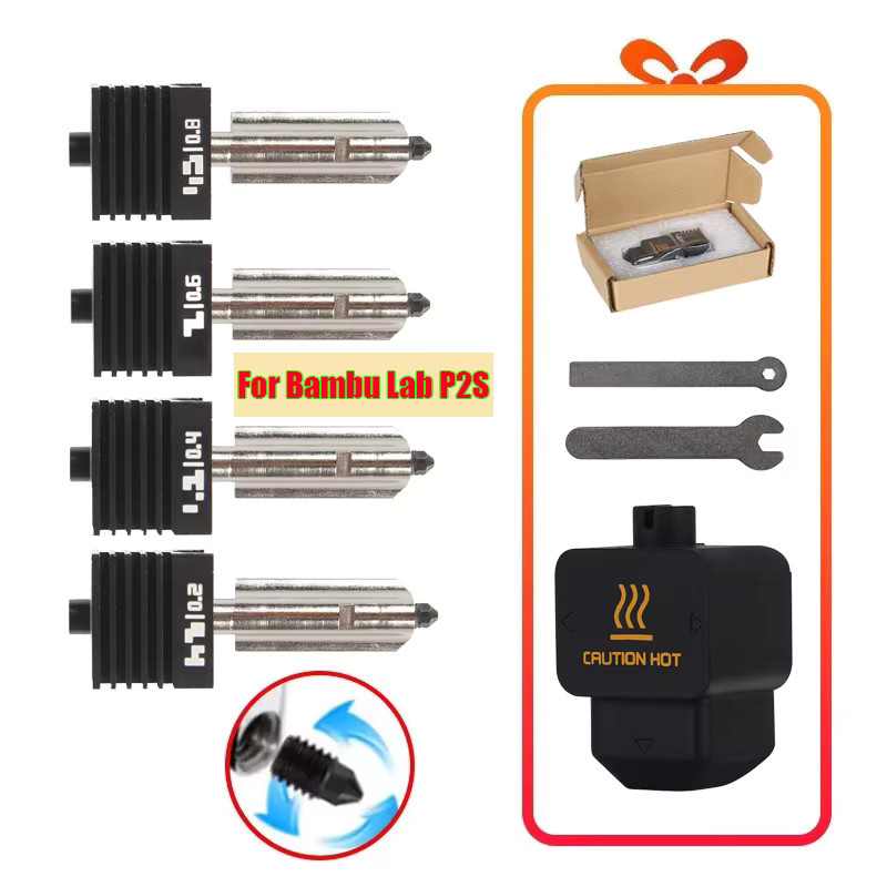 P2S High-Flow Hotend Heißdüse für Bambu Lab A1, abnehmbare gehärtete Stahldüse für Schnellwechsel, kompatibel mit H2s und H2d, Durchmesser 0,4mm 0,6mm 0,8mm - Bild 2
