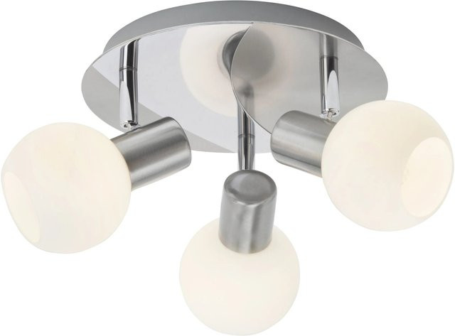 Brilliant Deckenleuchte Tiara Spotrondell 3-flammig in Weiß und Silber aus Metall und Glas mit schwenkbaren Köpfen, Durchmesser: 22 cm - Bild 1