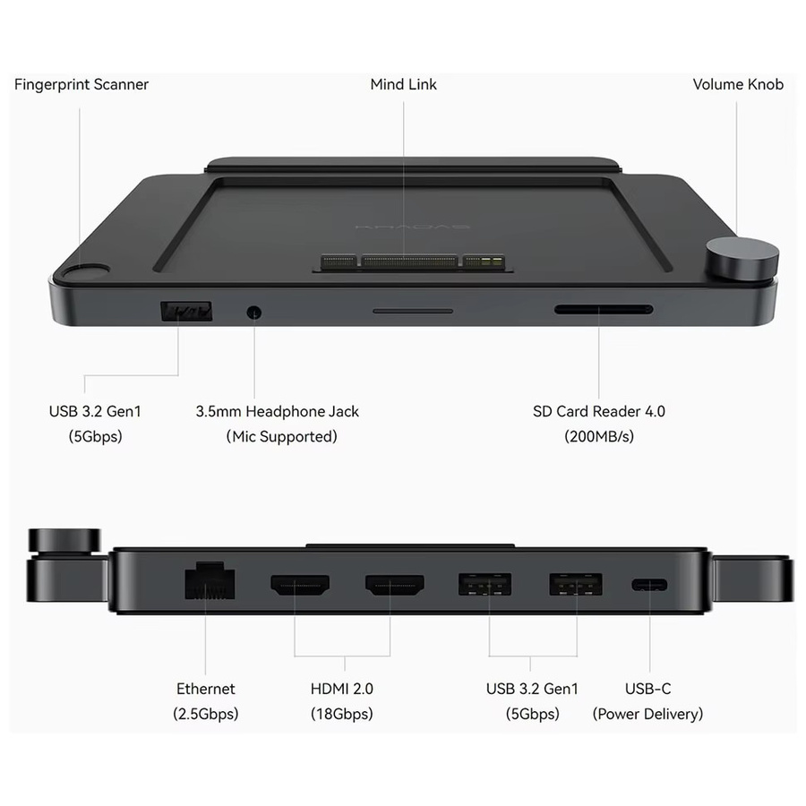 Khadas Dockingstation für Khadas Mind Mini PC mit Fingerabdruck-Scanner, HDMI, Audio und Ethernet in Schwarz oder Silber - Bild 3