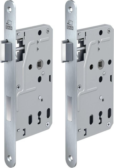 BASI Zimmertürschloss ES 927 BB DIN Links Rundstulp Edelstahl Silber 2er Set - Bild 1