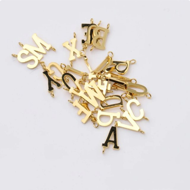 GRACE MOMENTS Charms, Initialen Brief Verbinder, Edelstahl, Gold, Unisex - Bild 1