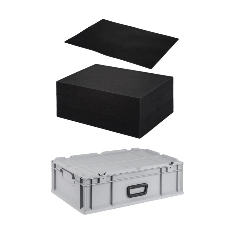PROREGAL Eurobox NextGen Portable Transportbox mit Rasterschaumstoff und Schaumstoffeinlage, Grau, H x B x T: 18,5 x 40 x 60 cm - Bild 2